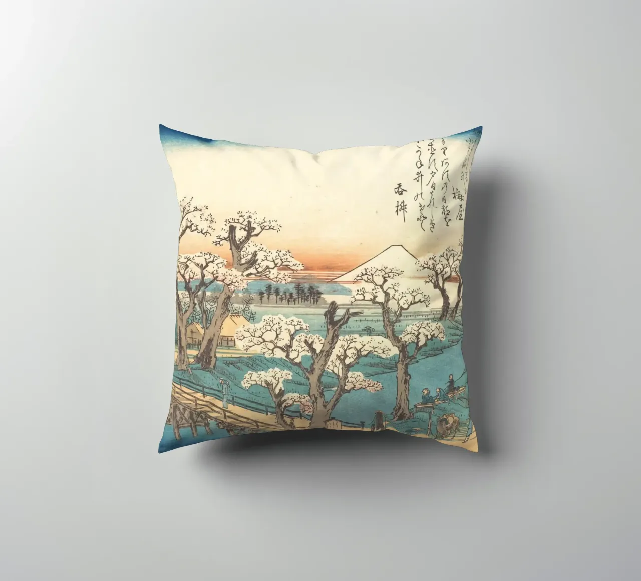 Ando Hiroshige – Evening Glow at Koganei Bridge cuscino da Wirla