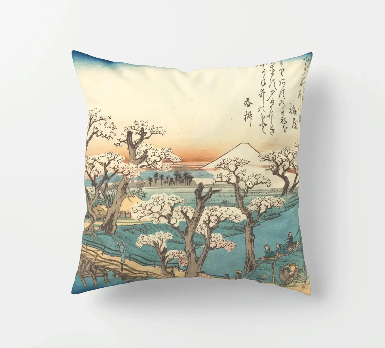 Ando Hiroshige – Evening Glow at Koganei Bridge cuscino da Wirla