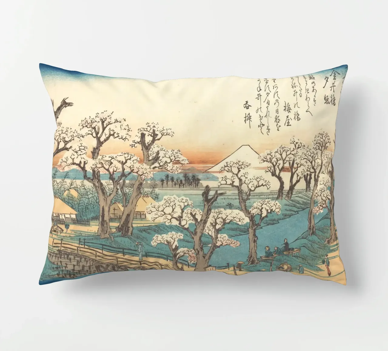Ando Hiroshige – Evening Glow at Koganei Bridge cuscino da Wirla