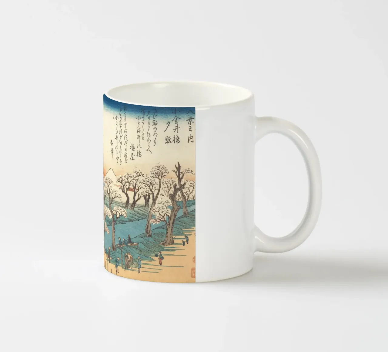 Ando Hiroshige – Evening Glow at Koganei Bridge tazza in ceramica da Wirla