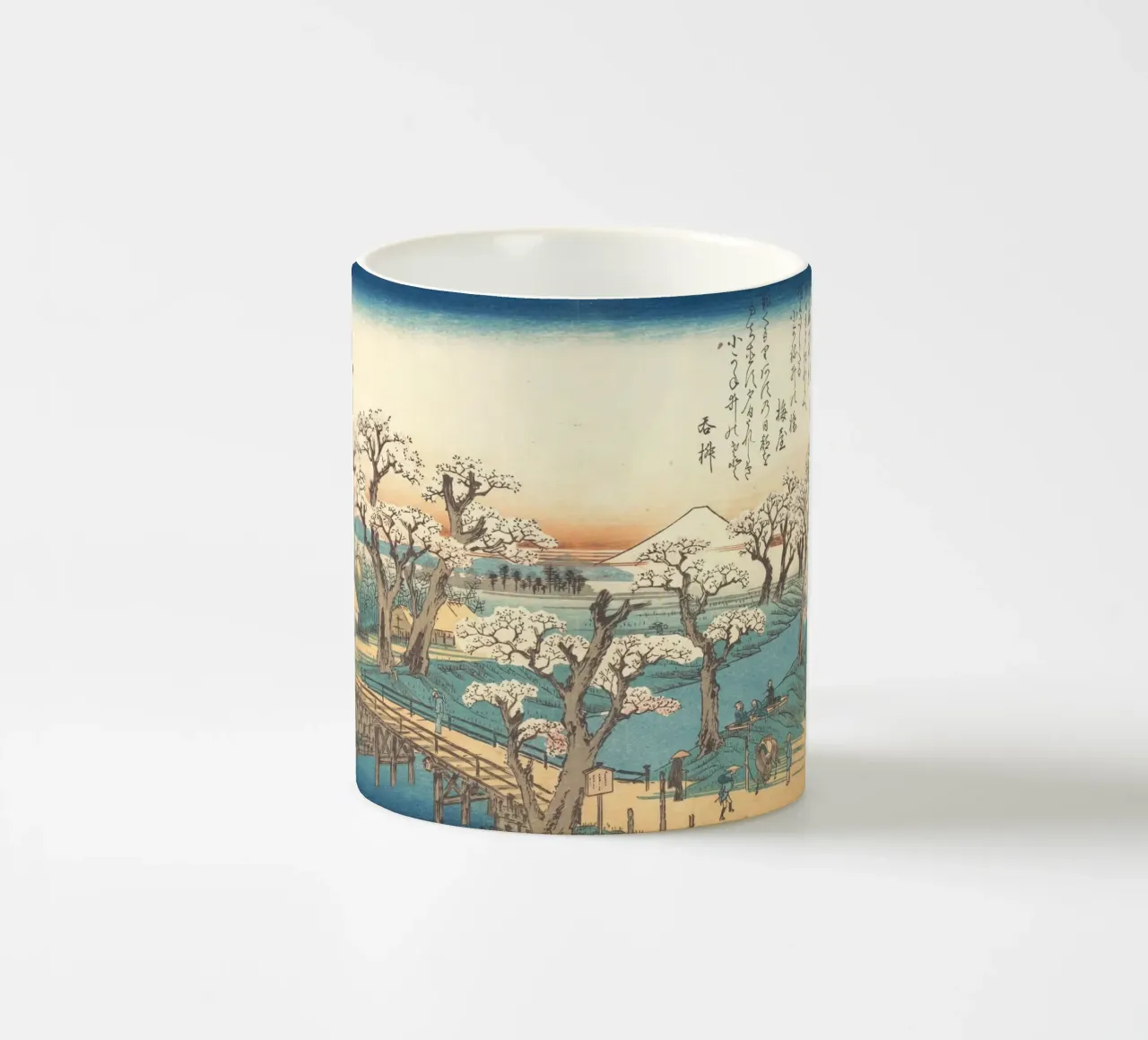 Ando Hiroshige – Evening Glow at Koganei Bridge tazza in ceramica da Wirla