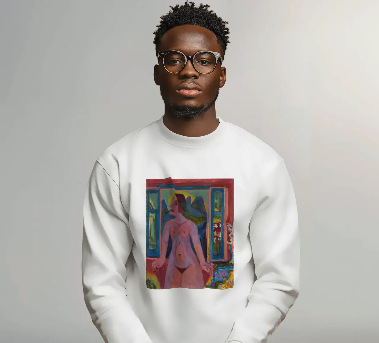 Kirchner Nude Woman Window German Expressionist Print Sweatshirt von NorwesClub