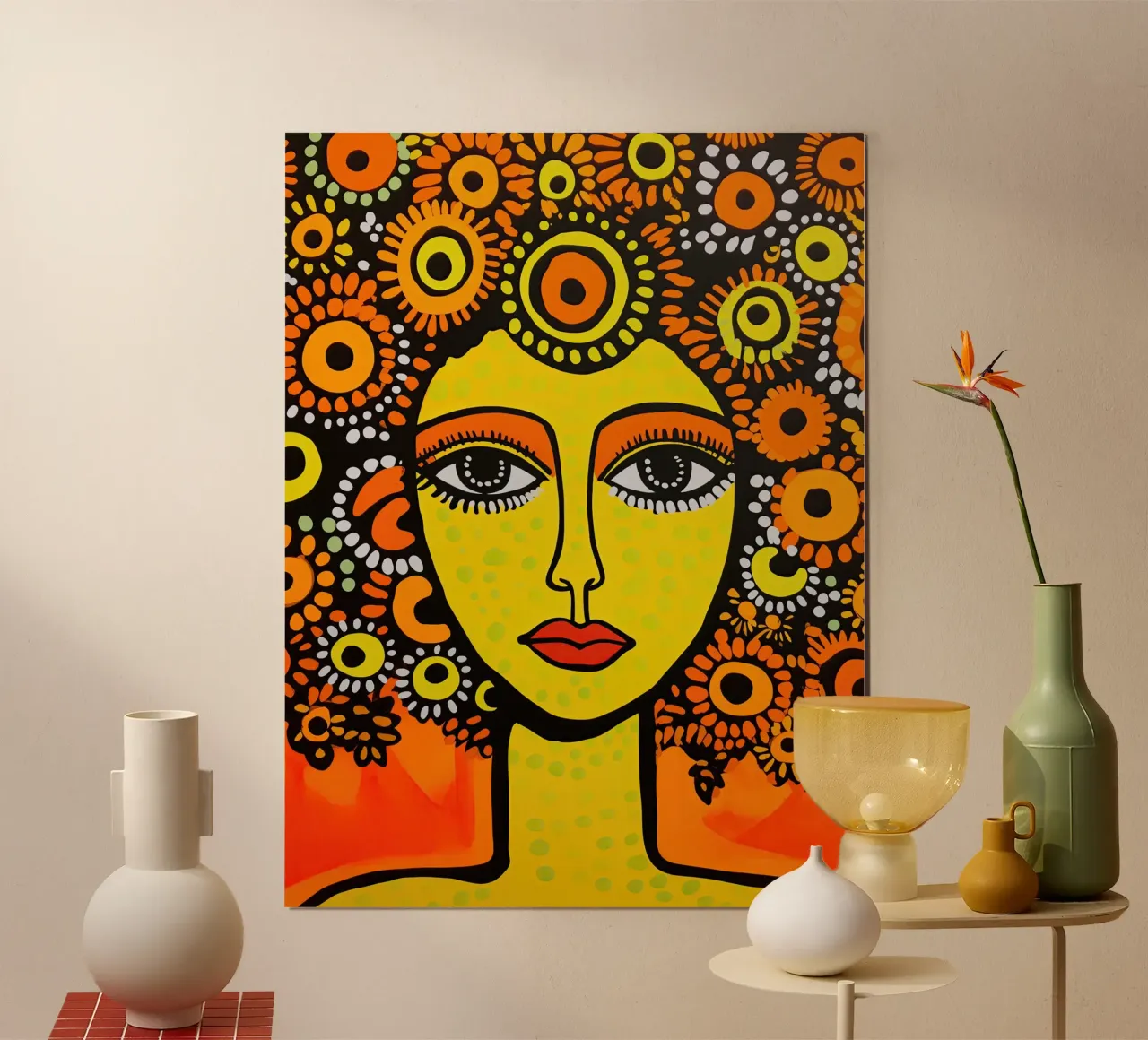 Rituali di primavera | Ritratto ingenuo di donna poster con telaio in legno da Autofocus