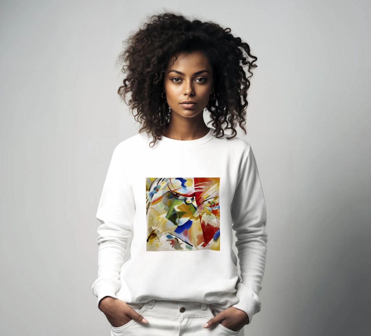 Kandinsky Schilderij Groen Centrum Abstracte Kunstdruk sweatshirt van NorwesClub