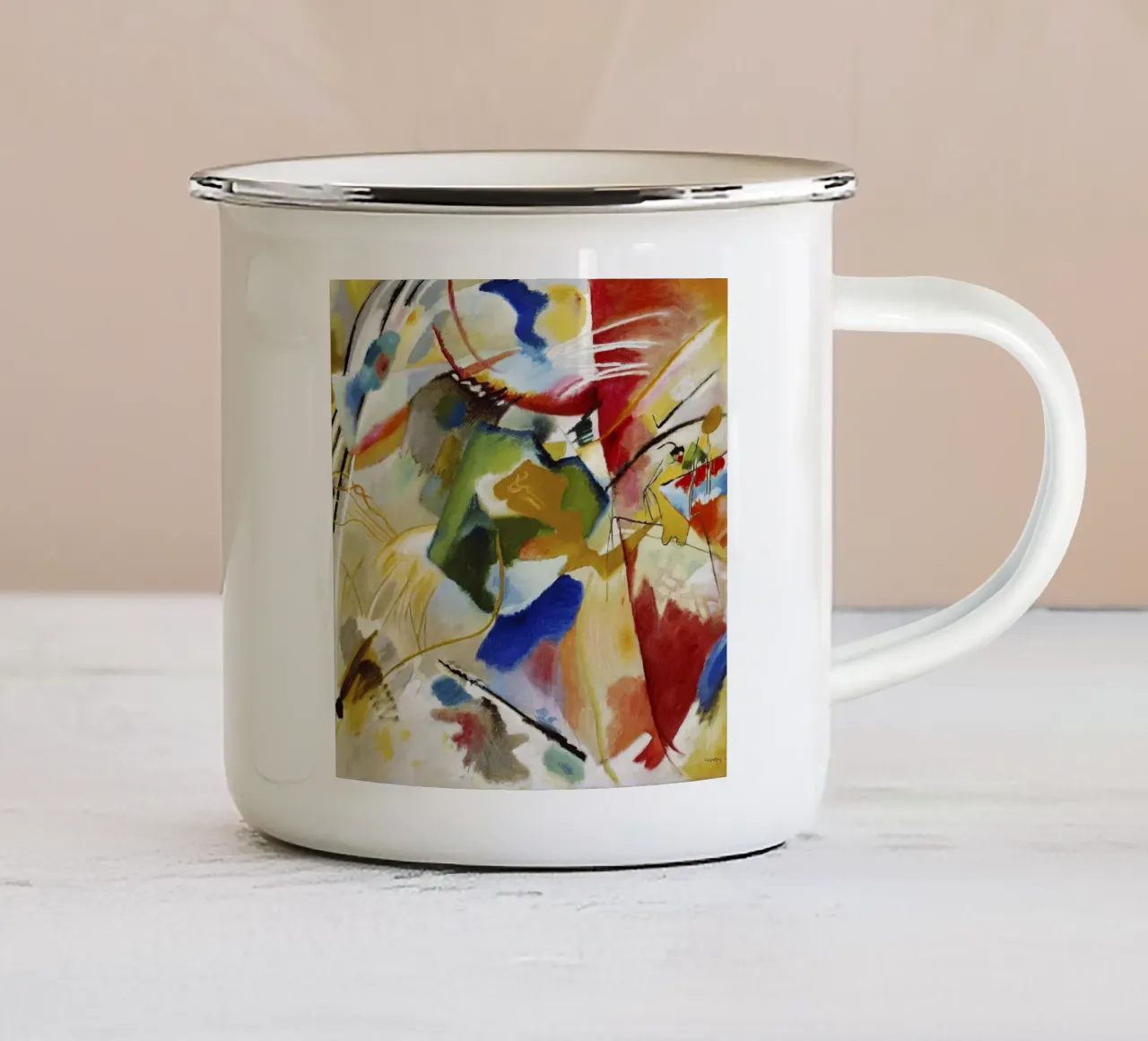 Kandinsky Pintura Centro Verde Arte Abstracto Imprimir taza de esmalte de NorwesClub