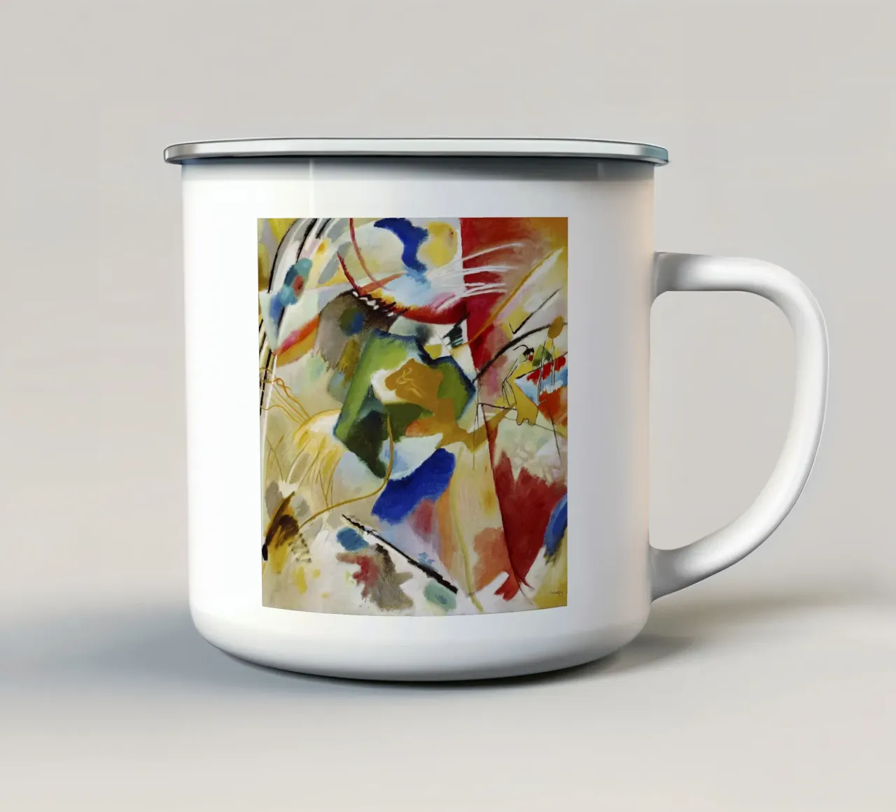 Kandinsky Pintura Centro Verde Arte Abstracto Imprimir taza de esmalte de NorwesClub