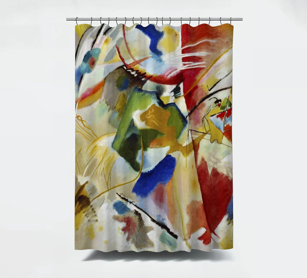 Kandinsky Schilderij Groen Centrum Abstracte Kunstdruk douchegordijn van NorwesClub