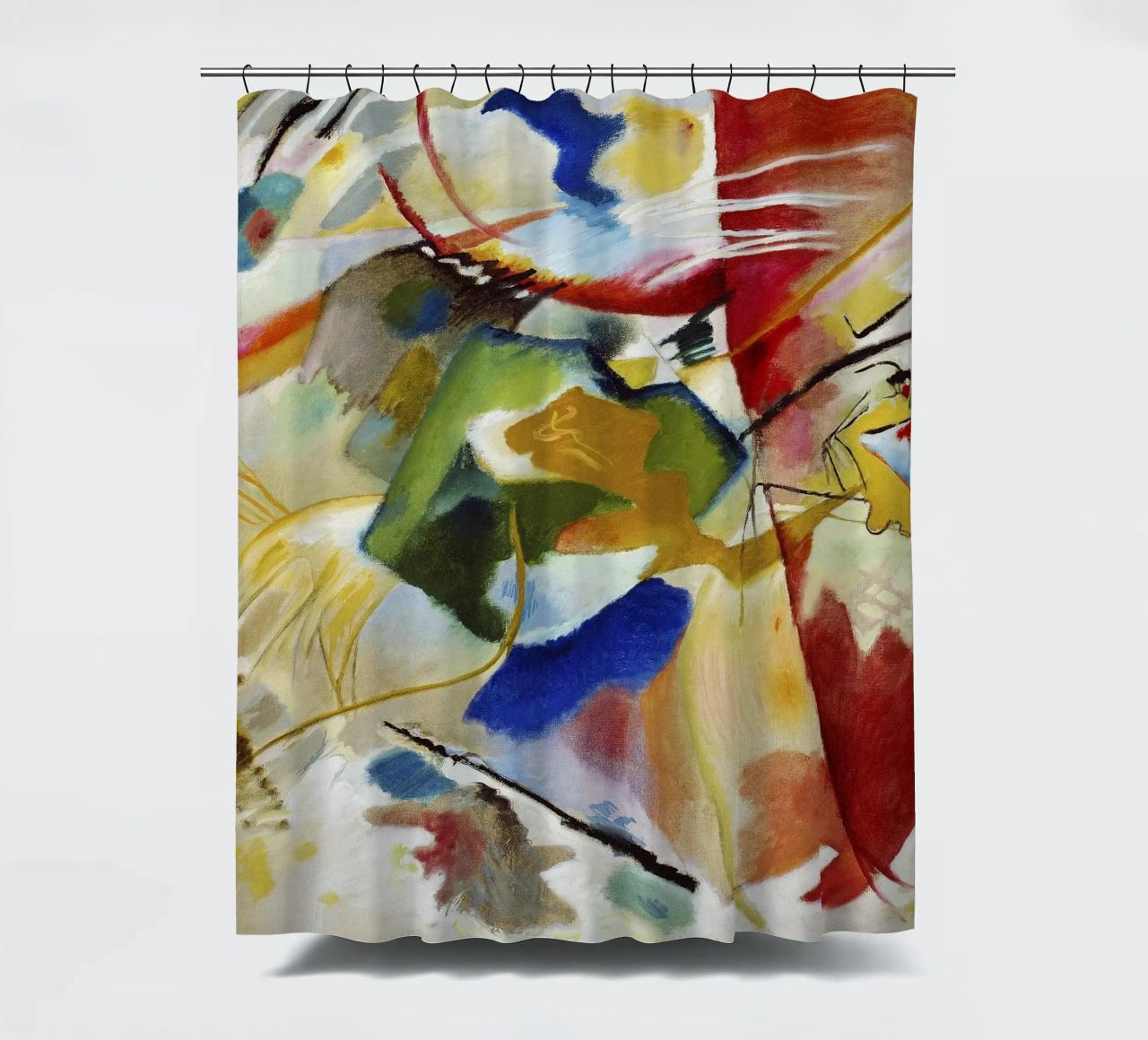 Kandinsky Schilderij Groen Centrum Abstracte Kunstdruk douchegordijn van NorwesClub