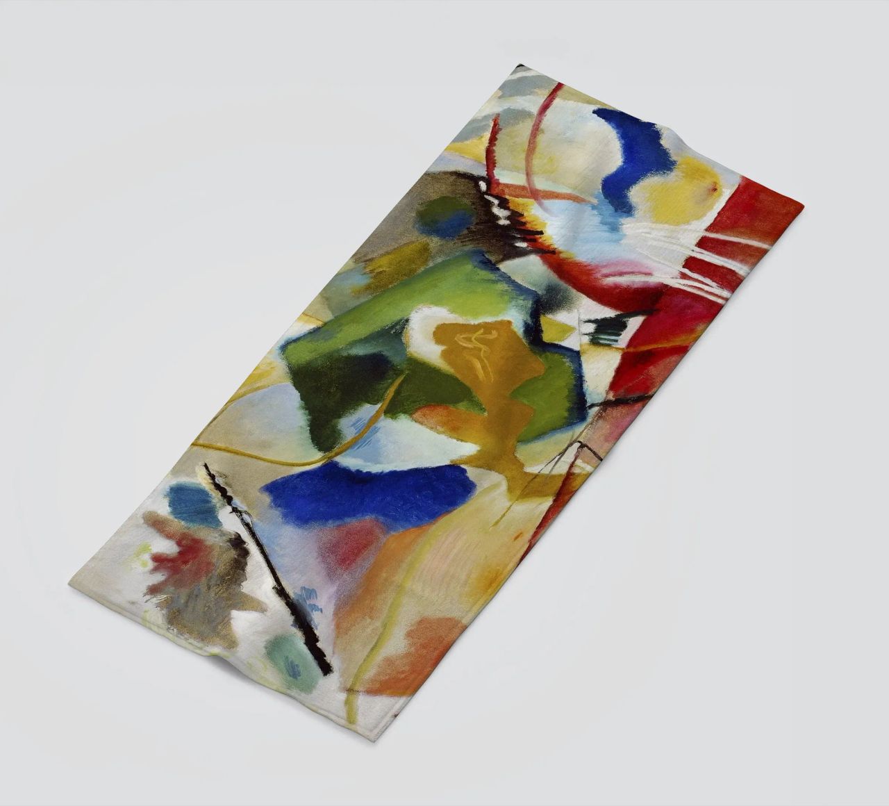 Kandinsky Schilderij Groen Centrum Abstracte Kunstdruk strandhanddoek van NorwesClub