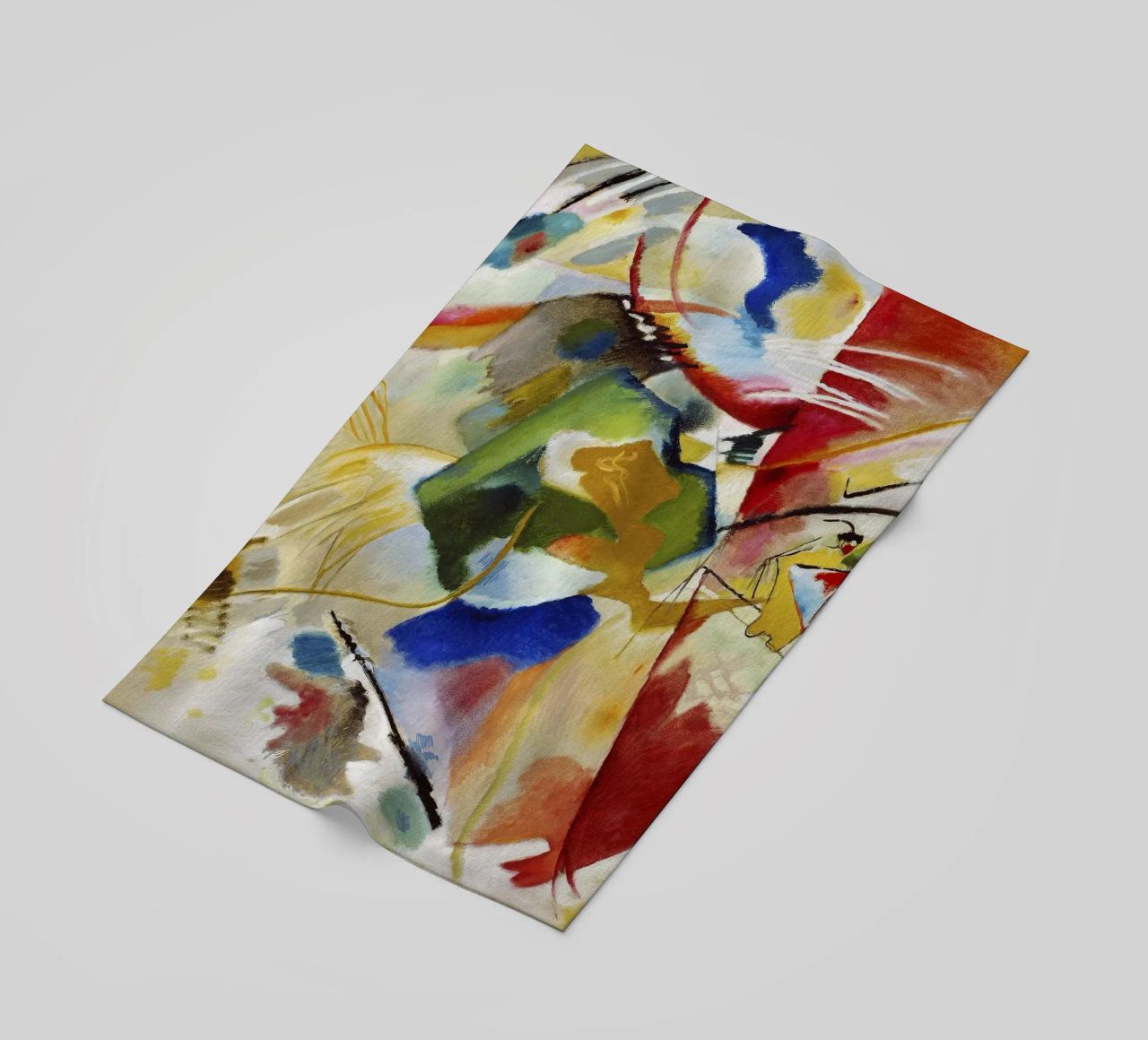 Kandinsky Schilderij Groen Centrum Abstracte Kunstdruk strandhanddoek van NorwesClub