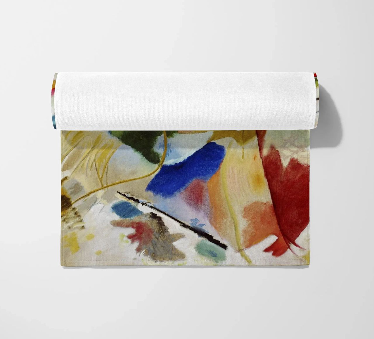 Kandinsky Schilderij Groen Centrum Abstracte Kunstdruk strandhanddoek van NorwesClub