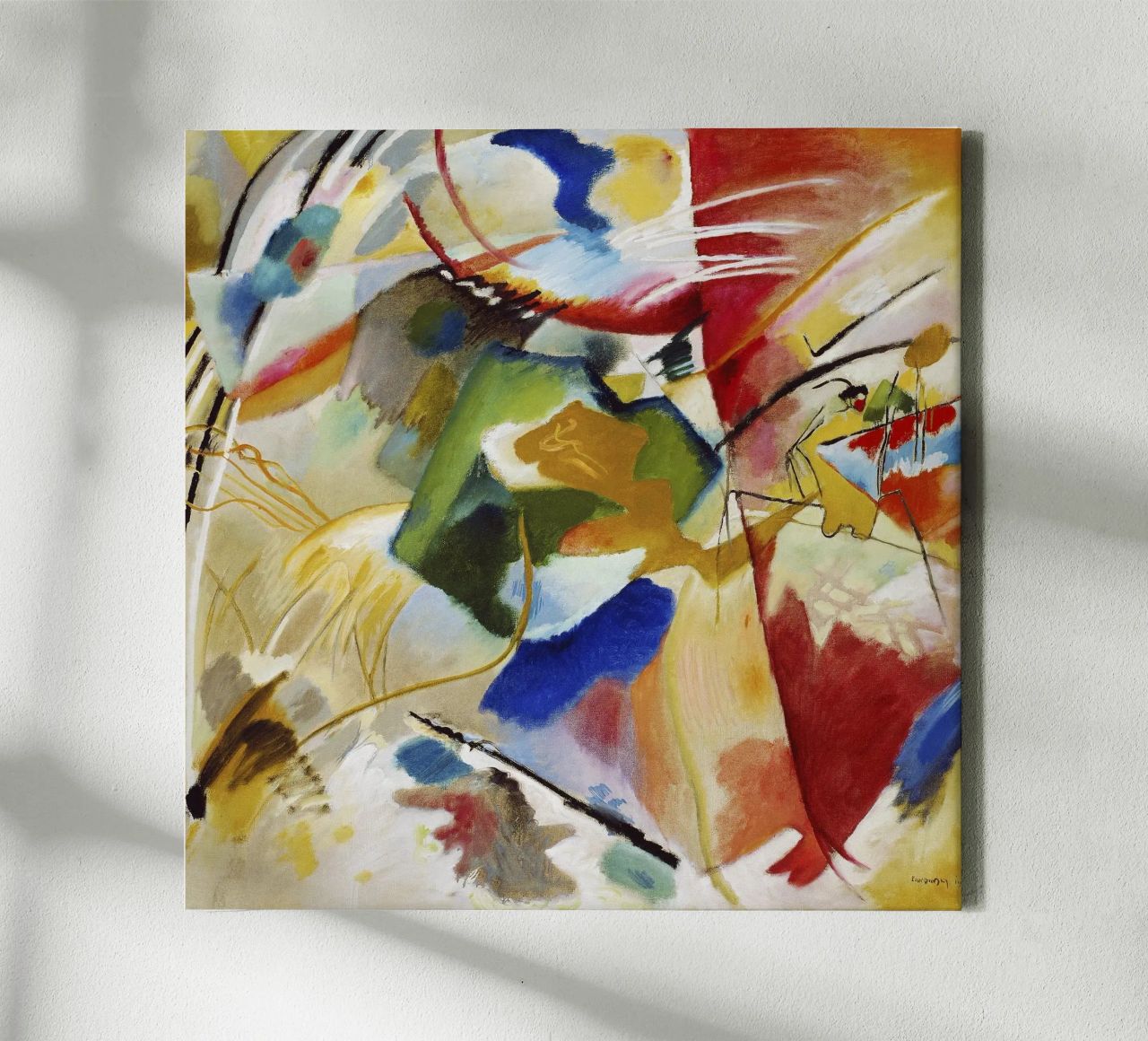 Kandinsky Schilderij Groen Centrum Abstracte Kunstdruk canvas van NorwesClub