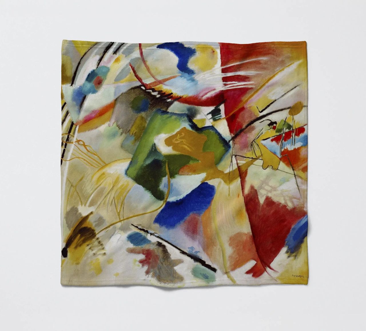 Kandinsky Schilderij Groen Centrum Abstracte Kunstdruk fleecedeken van NorwesClub