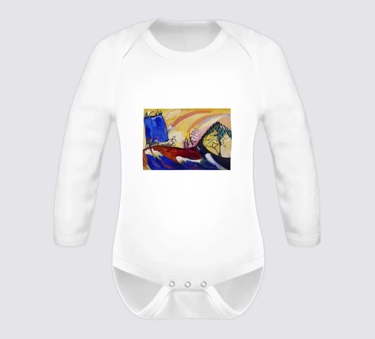 Kandinsky Painting Troika Abstract Expressionist Print long-sleeve baby romper by NorwesClub