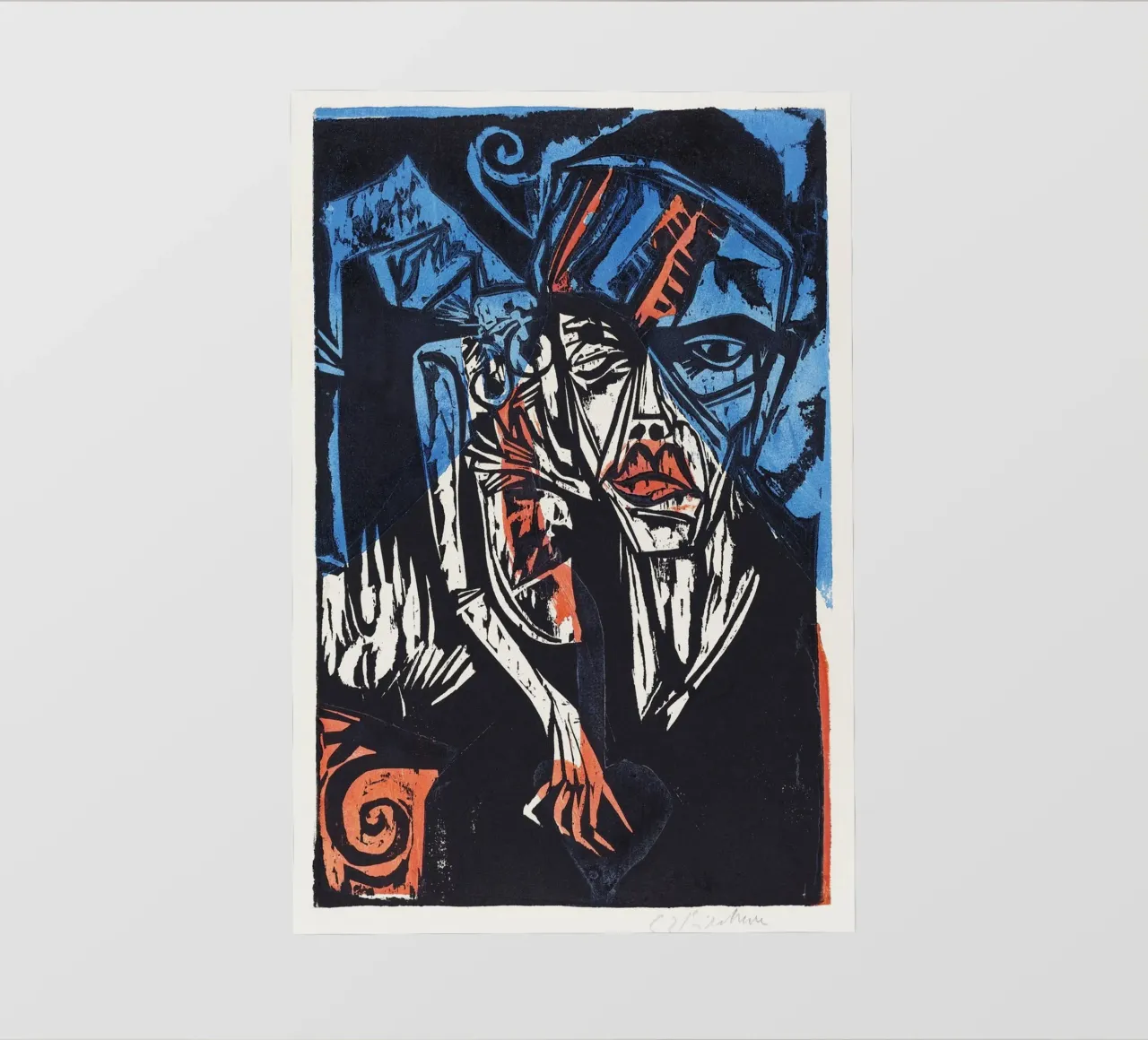 Kirchner Peter Schlemihl Espressionista tedesco xilografia pellicola backlit da NorwesClub
