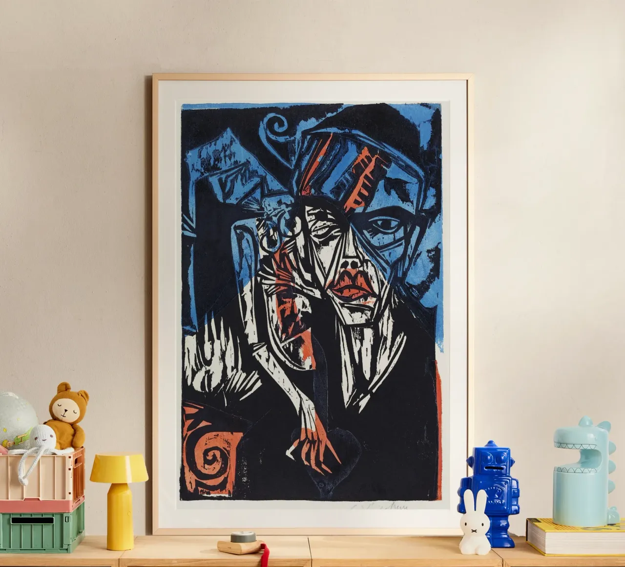 Kirchner Peter Schlemihl Espressionista tedesco xilografia poster con telaio in plastica da NorwesClub