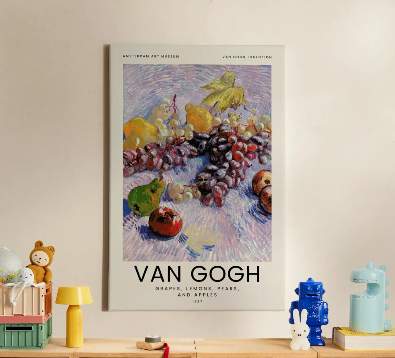 van Gogh - Grapes, Lemons, Pears, and Apples tela con Cornice a cassetta da Vintage by JUNIQE