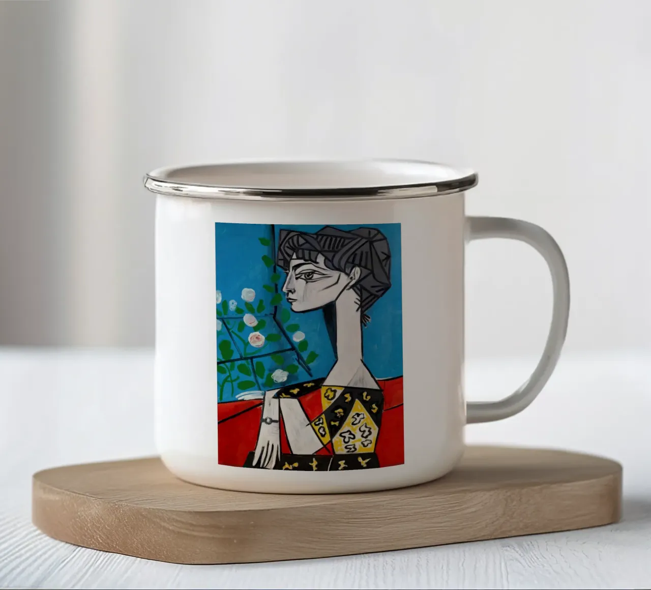 Picasso Jacqueline Cubist Modern Portrait Print mug en émail de NorwesClub