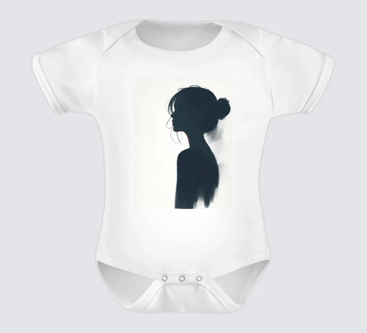 Elegante Silhouette einer Frau, die einen heiteren Moment festhält Kurzarm Babybody von DesignDoodle
