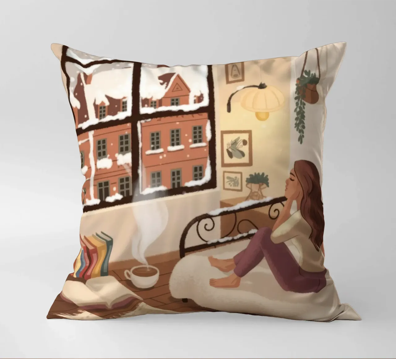 Urban Window View decorative cushion by Fine Sanctuary