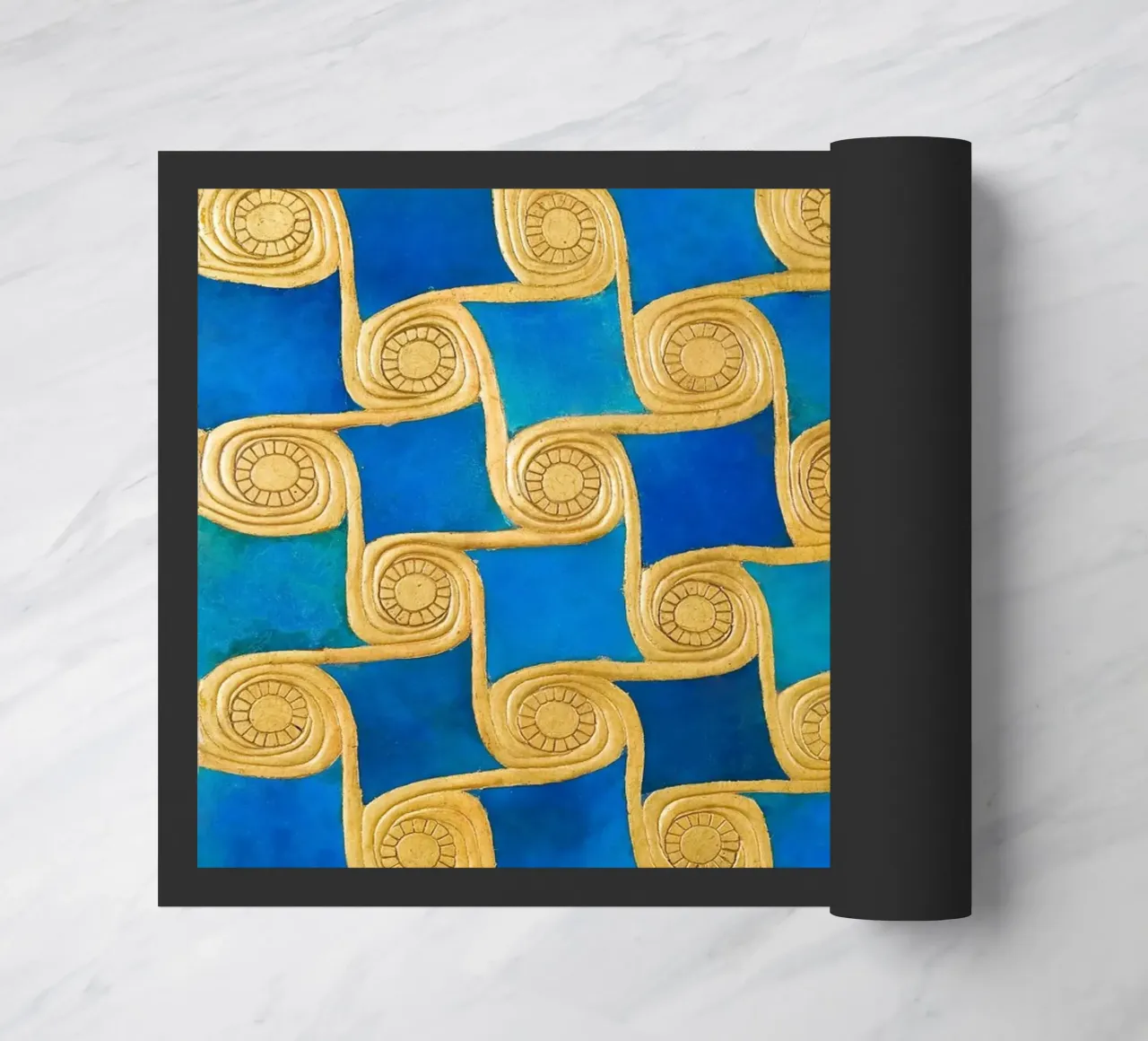 Geometric Decoration Spiral Gold Pattern Art Print doormat by NorwesClub