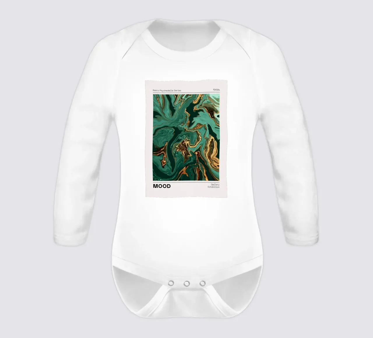 Retro Psychedelia Series Vloeibare Werveling Abstracte Print babyrompertje lange mouwen van NorwesClub