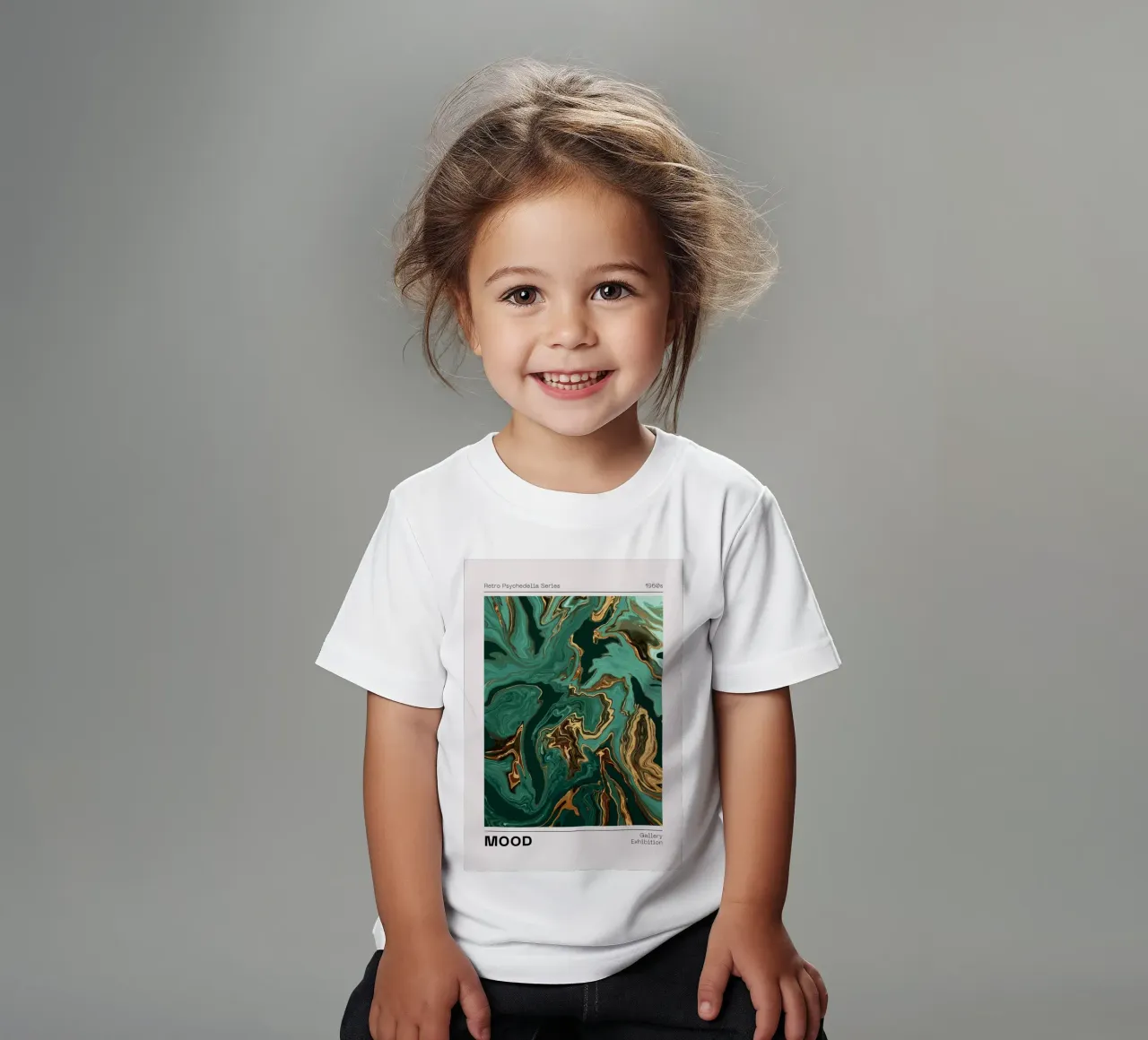 Retro Psychedelia Series Fluid Swirl Abstract Print kids t-shirt by NorwesClub