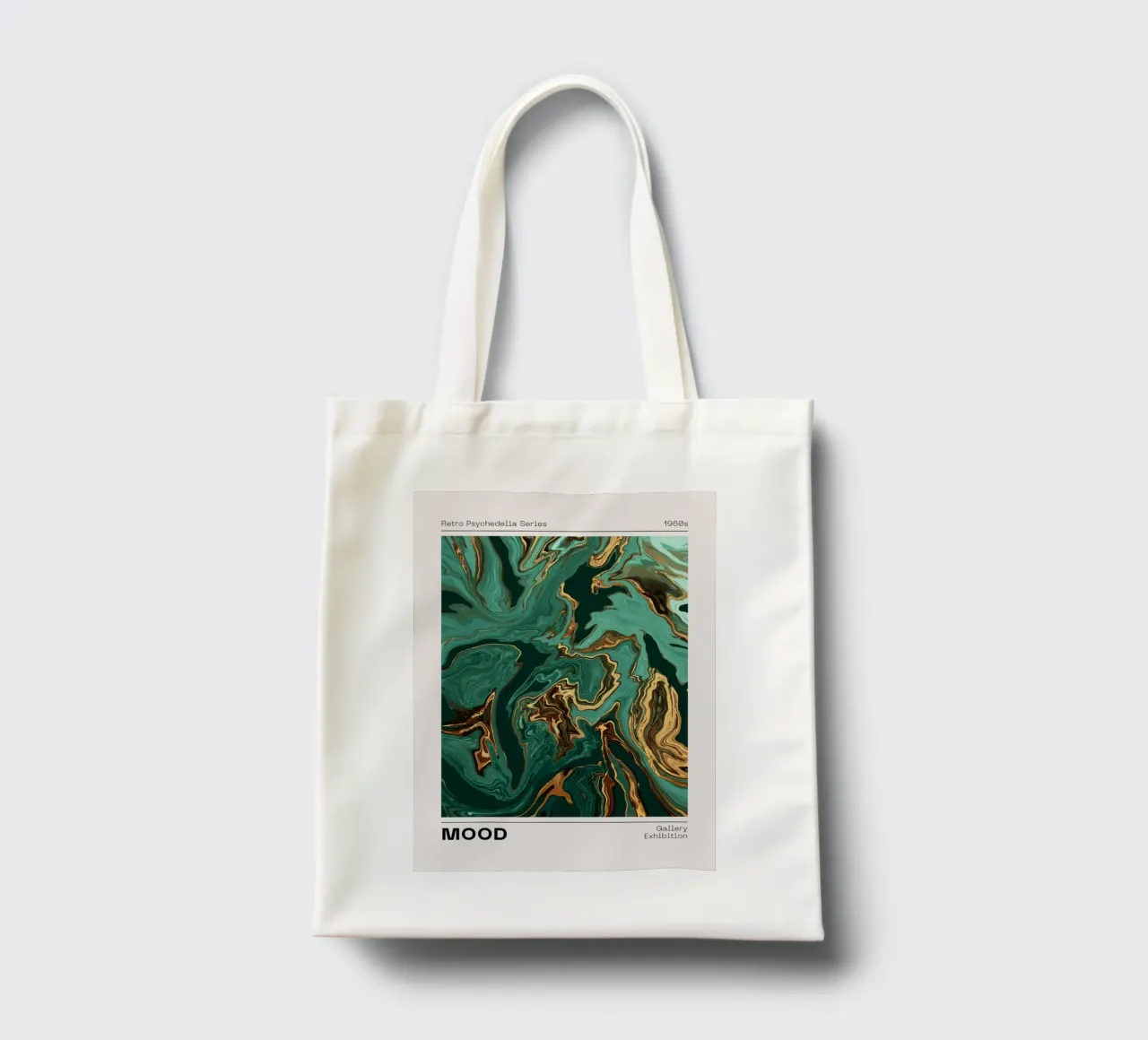 Retro Psychedelia Series Vloeibare Werveling Abstracte Print jute draagtas van NorwesClub