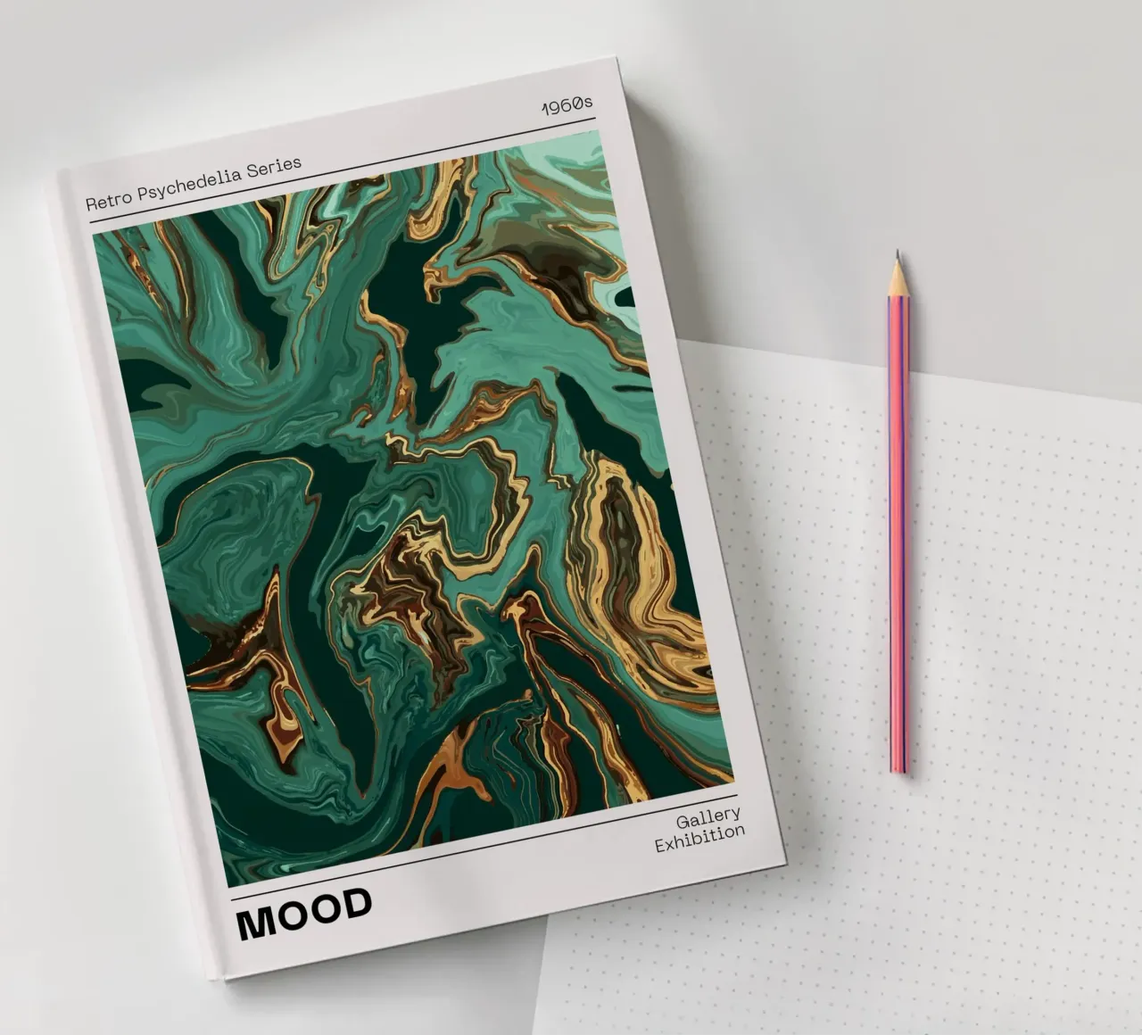 Retro Psychedelia Series Fluid Swirl Abstract Print notebook by NorwesClub