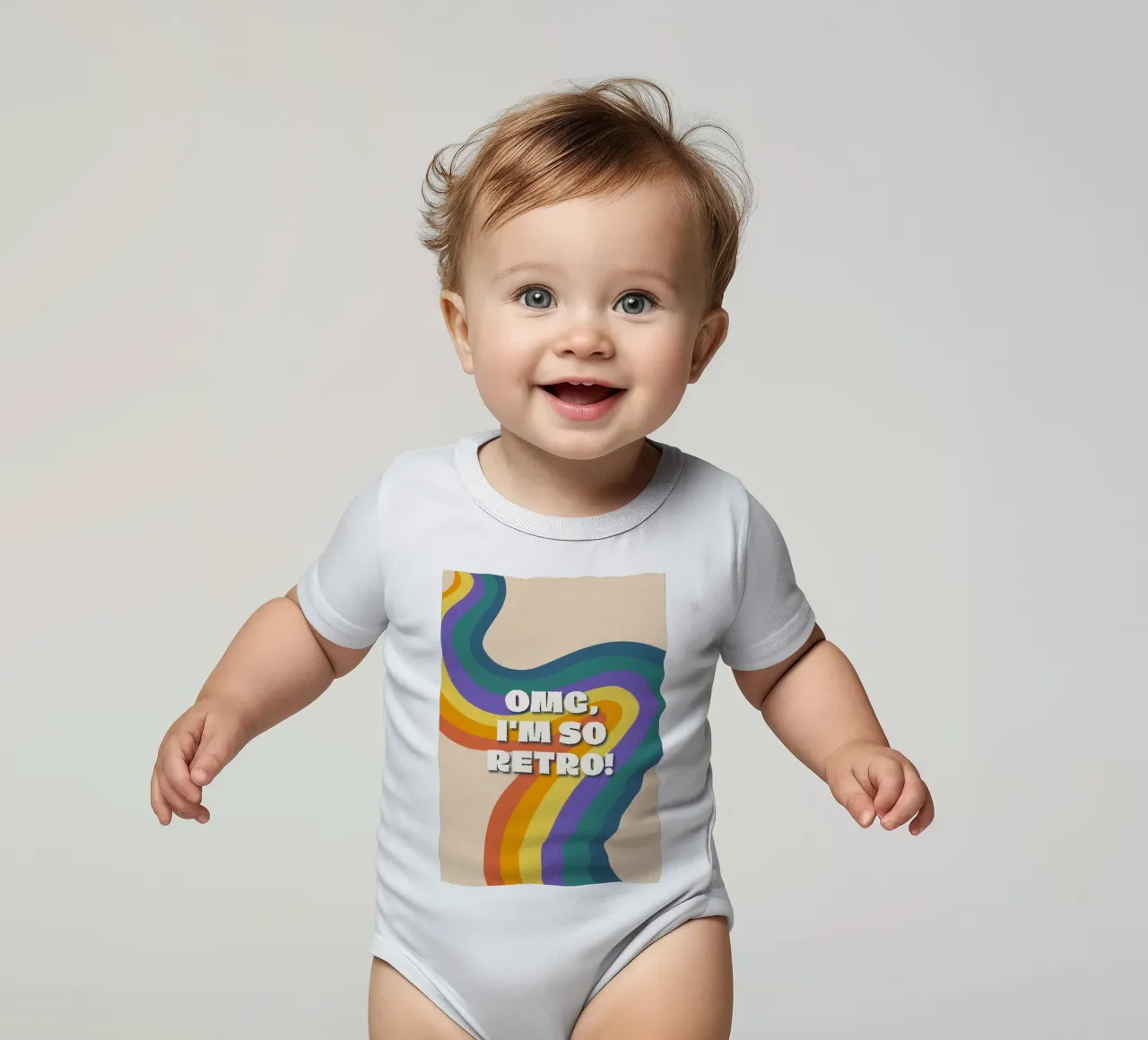 OMG ¡Soy tan retro! Wavy Colorful Graphic Art Print body de bebé de NorwesClub
