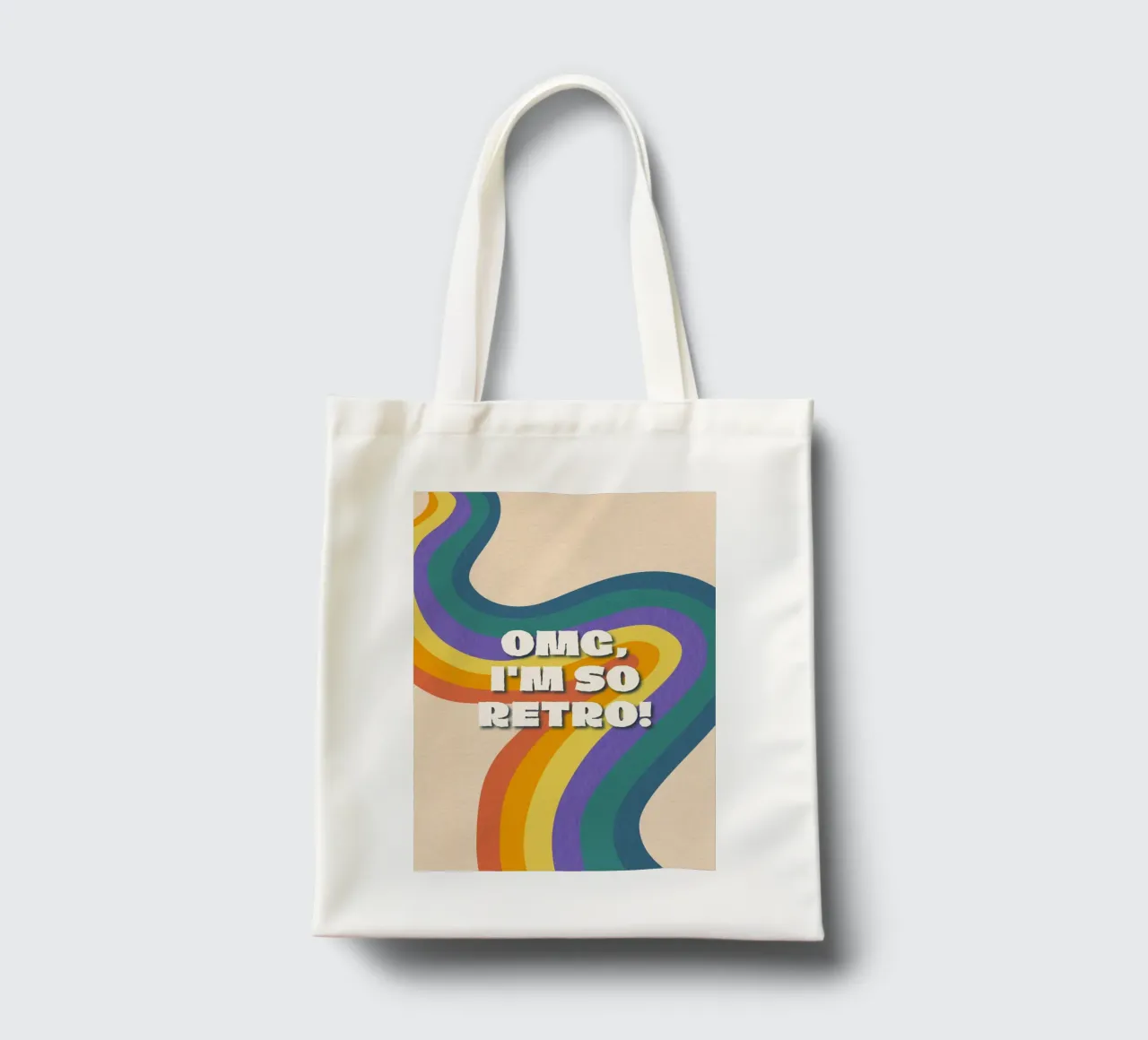 OMG Ich bin so retro! Wellenförmiger bunter Grafik-Kunstdruck Jutebeutel von NorwesClub