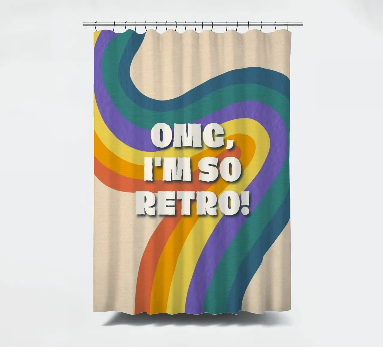 OMG Ich bin so retro! Wellenförmiger bunter Grafik-Kunstdruck Duschvorhang von NorwesClub