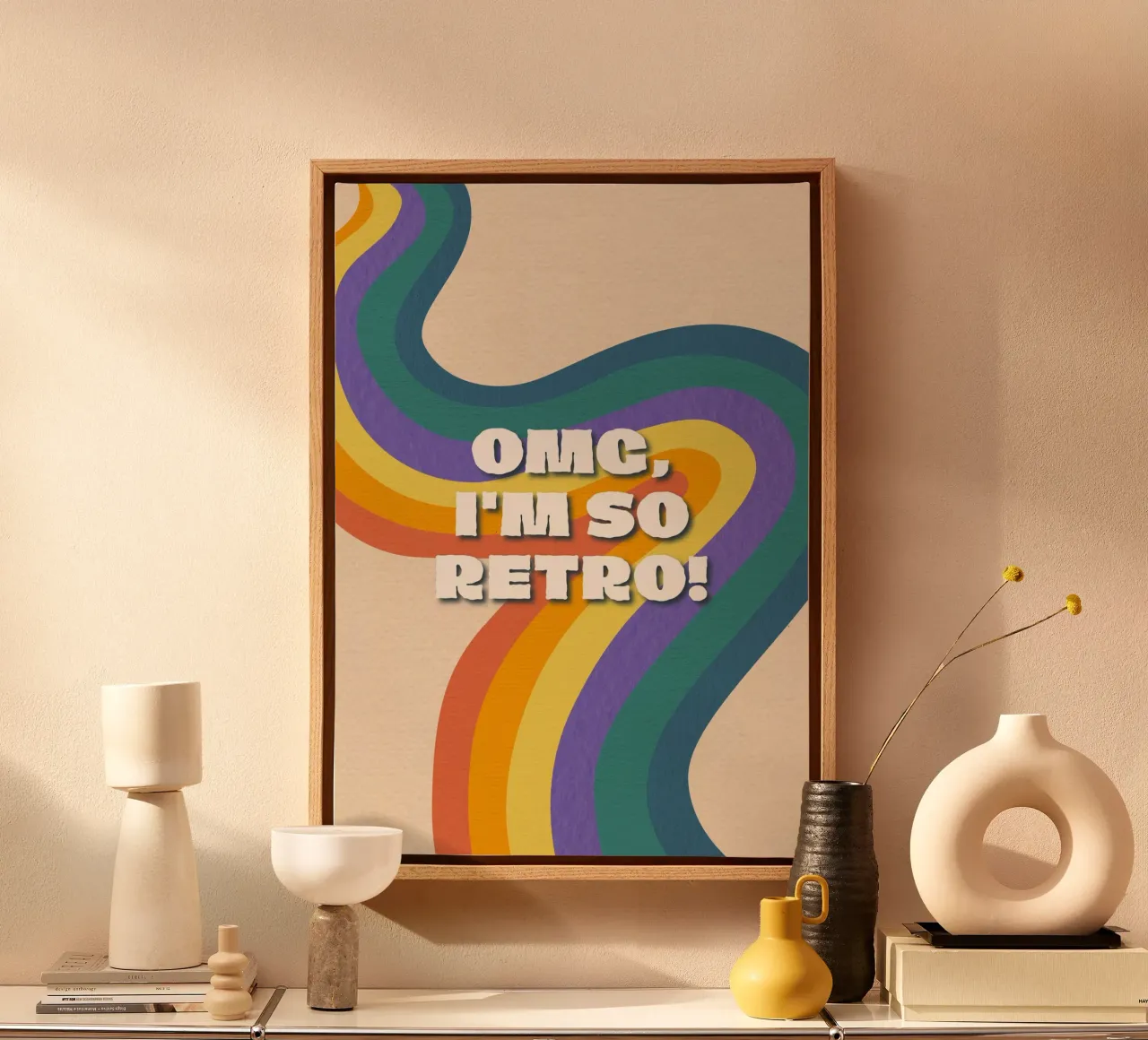 OMG I'm So Retro! Wavy Colorful Graphic Art Print canvas by NorwesClub