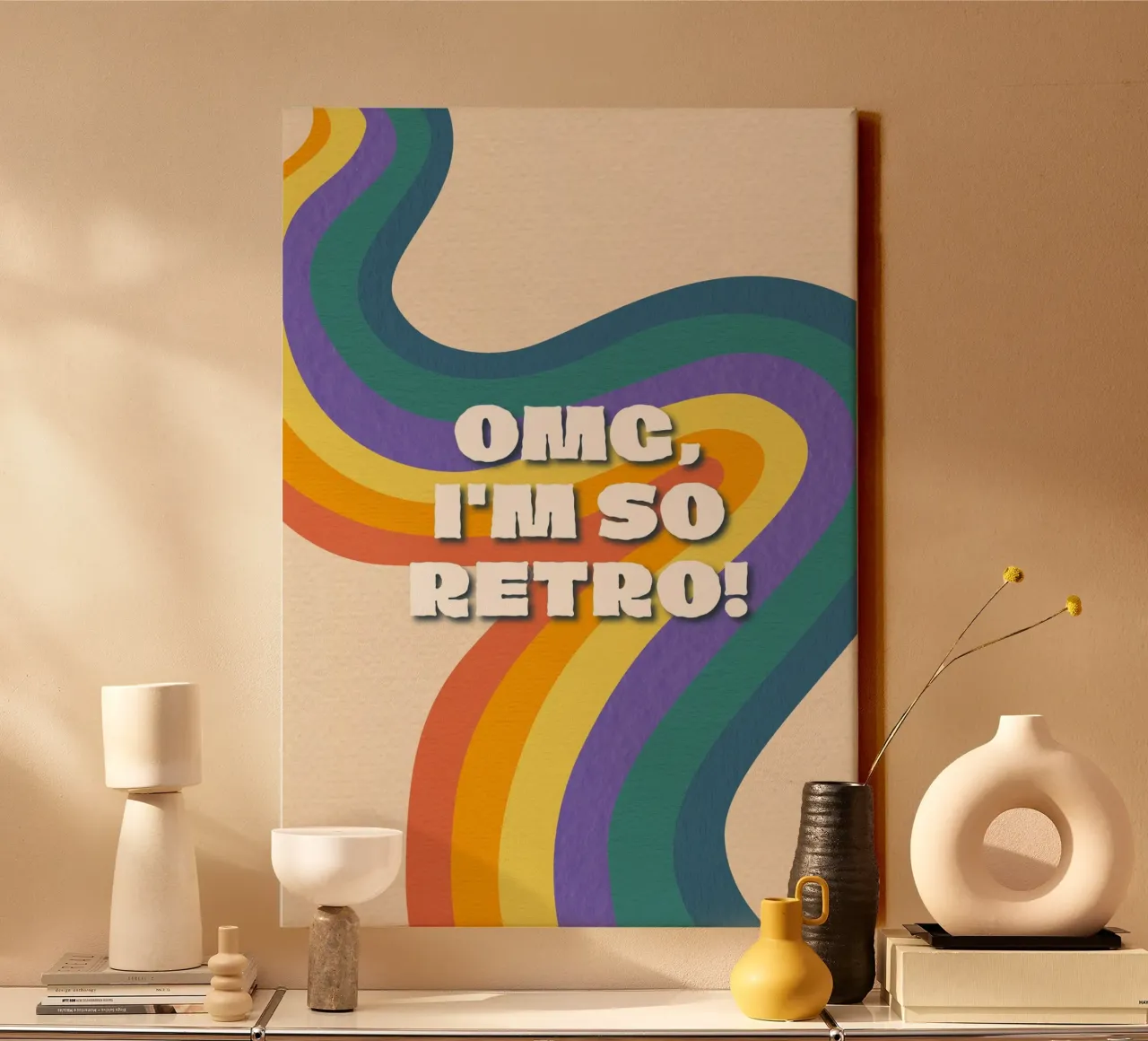 OMG I'm So Retro! Wavy Colorful Graphic Art Print canvas by NorwesClub