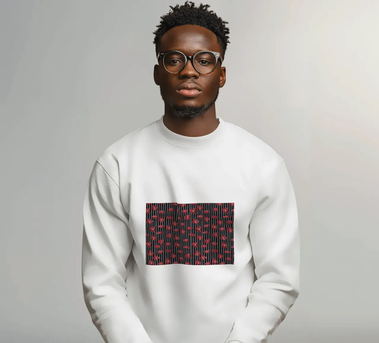 Red Floral Stripe Repeating Pattern Art Print sweatshirt by NorwesClub