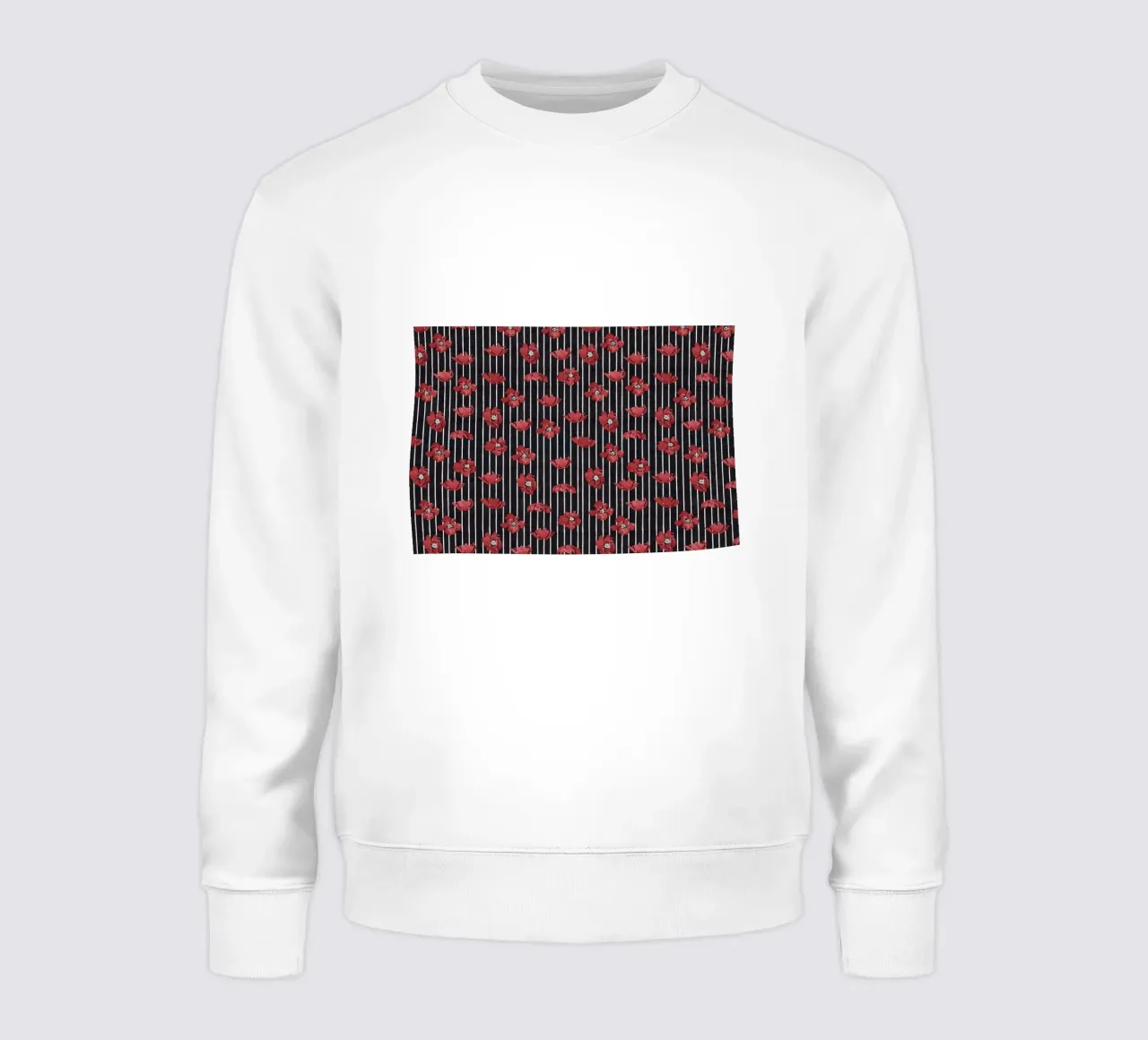 Red Floral Stripe Repeating Pattern Art Print sweatshirt by NorwesClub