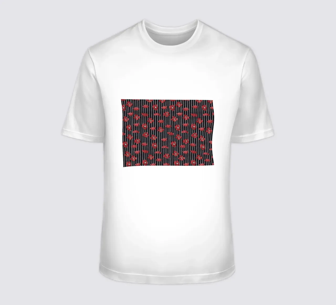 Red Floral Stripe Repeating Pattern Art Print t-shirt by NorwesClub