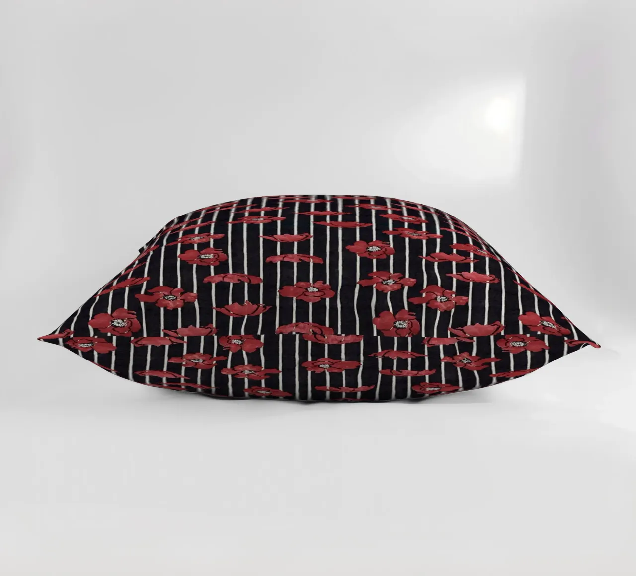 Red Floral Stripe Repeating Pattern Art Print decorative cushion by NorwesClub