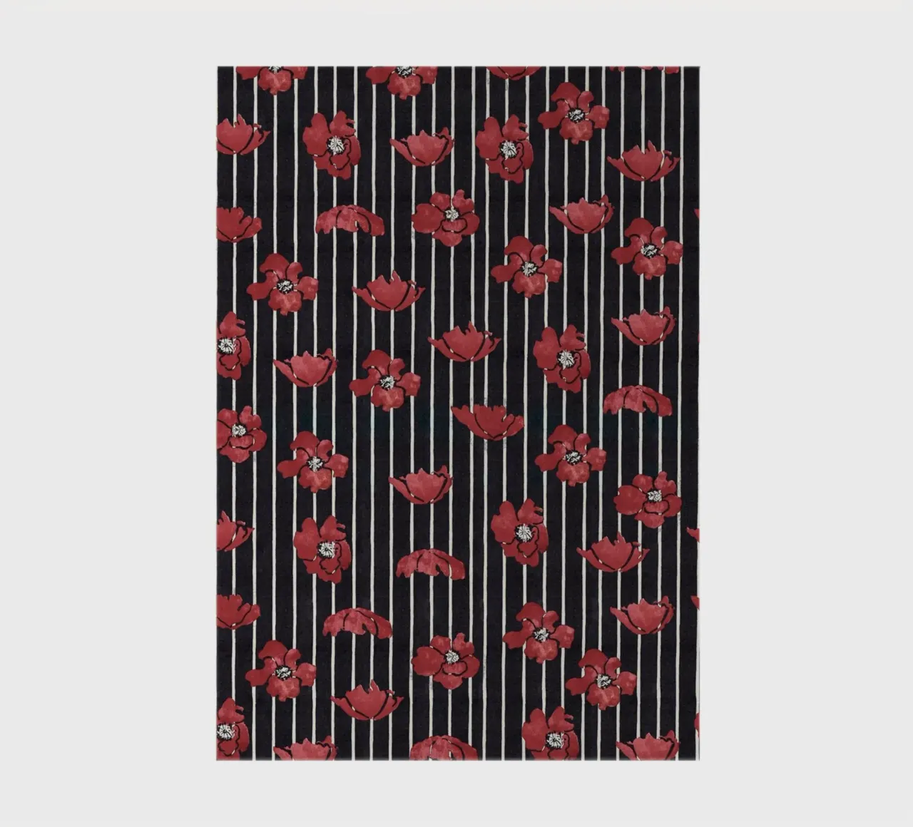 Red Floral Stripe Repeating Pattern Art Print notebook by NorwesClub