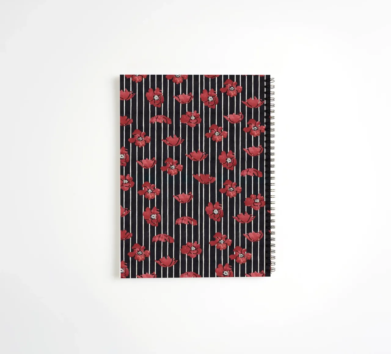 Red Floral Stripe Repeating Pattern Art Print spiral notebook by NorwesClub