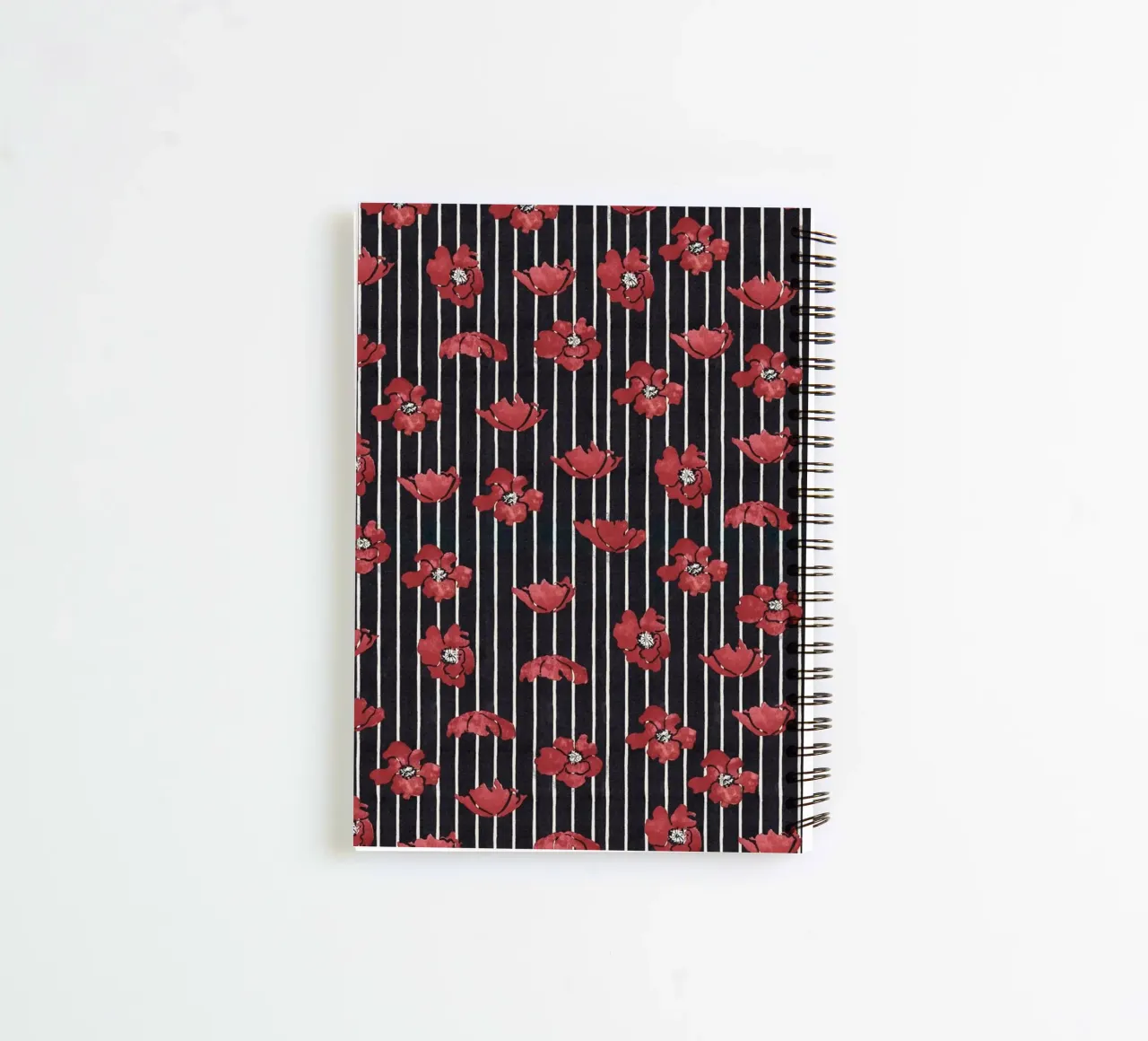 Red Floral Stripe Repeating Pattern Art Print spiral notebook by NorwesClub