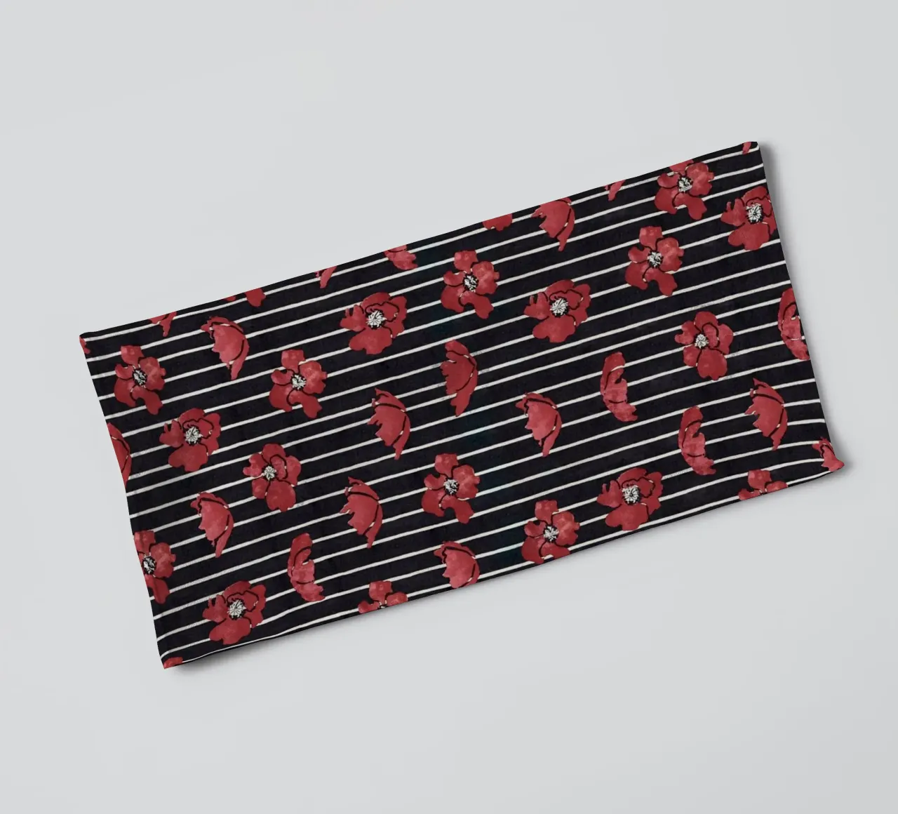 Red Floral Stripe Repeating Pattern Art Print towel by NorwesClub