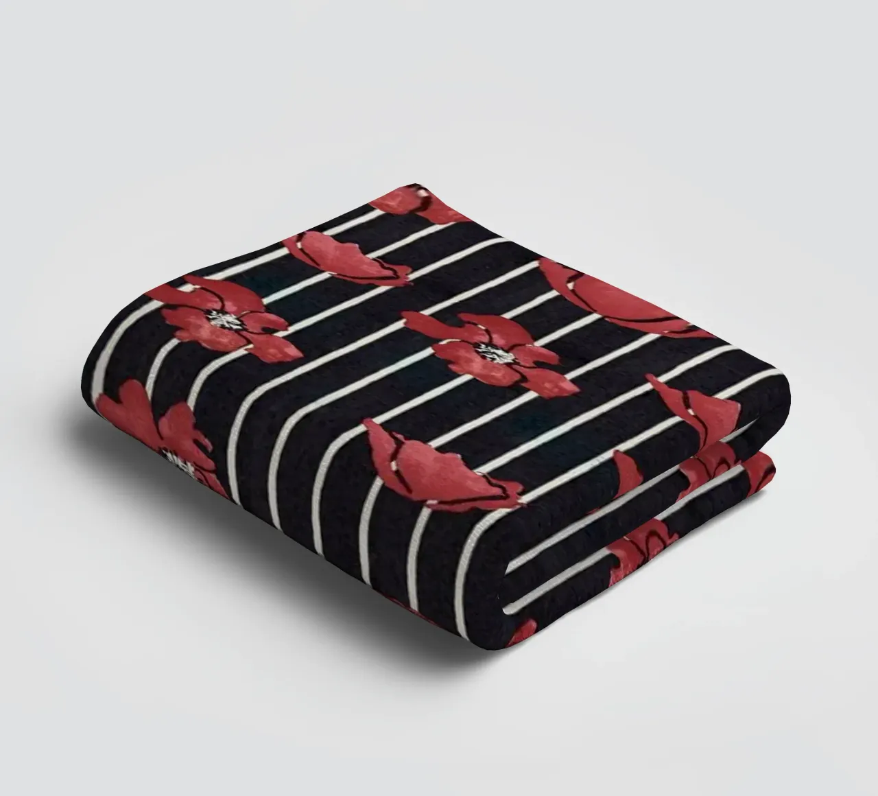 Red Floral Stripe Repeating Pattern Art Print towel by NorwesClub