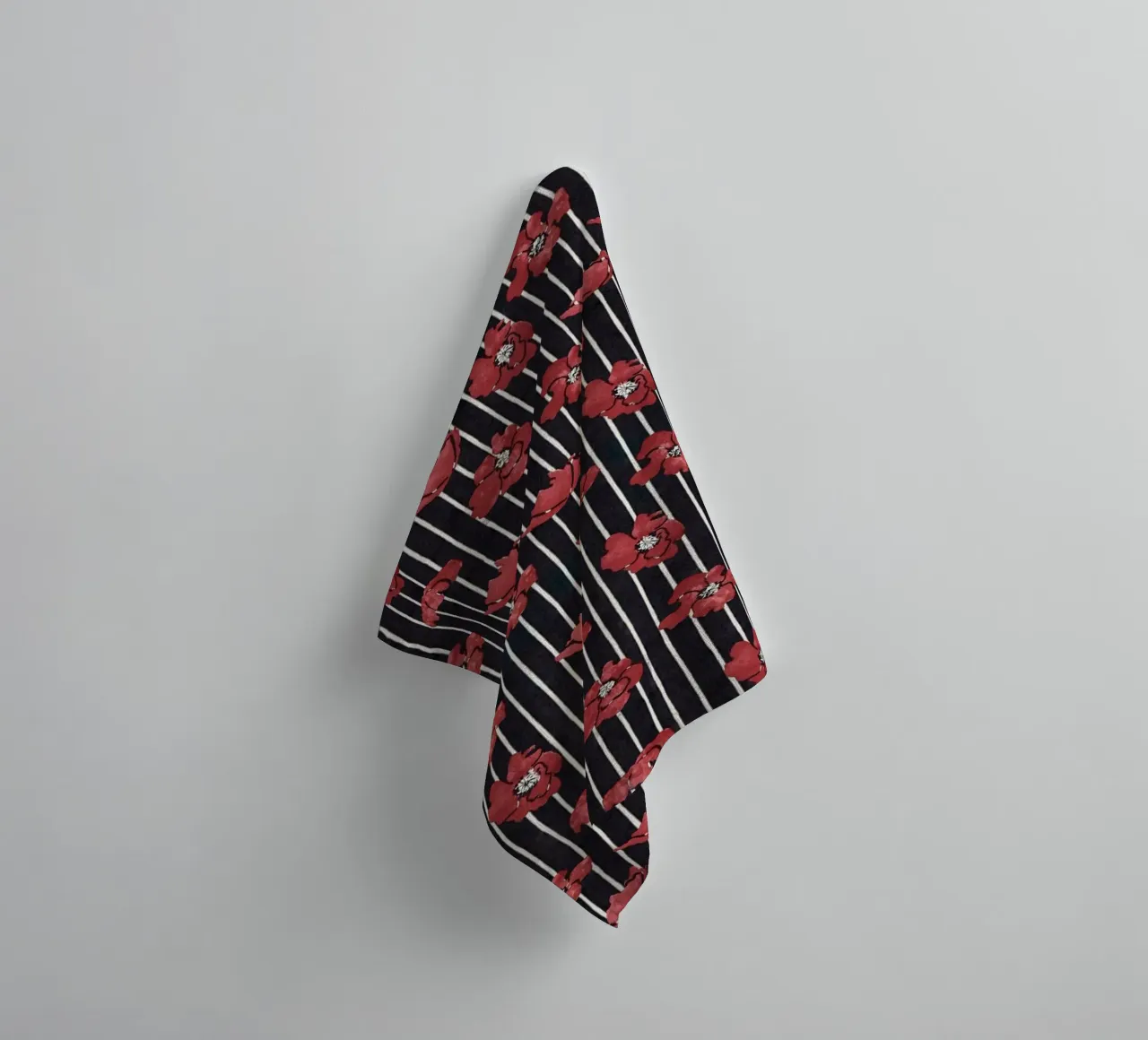 Red Floral Stripe Repeating Pattern Art Print towel by NorwesClub