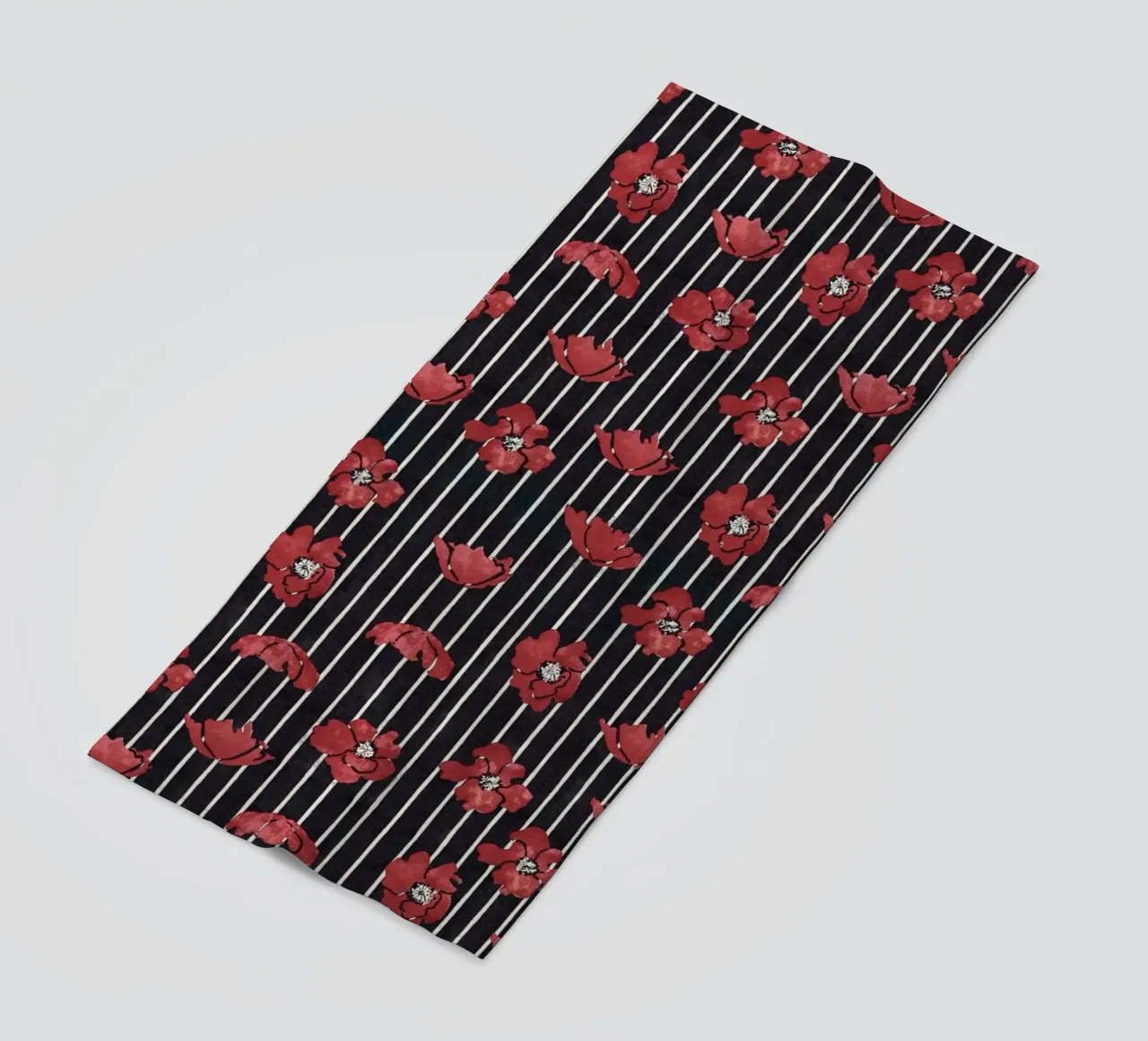 Red Floral Stripe Repeating Pattern Art Print beach towel by NorwesClub