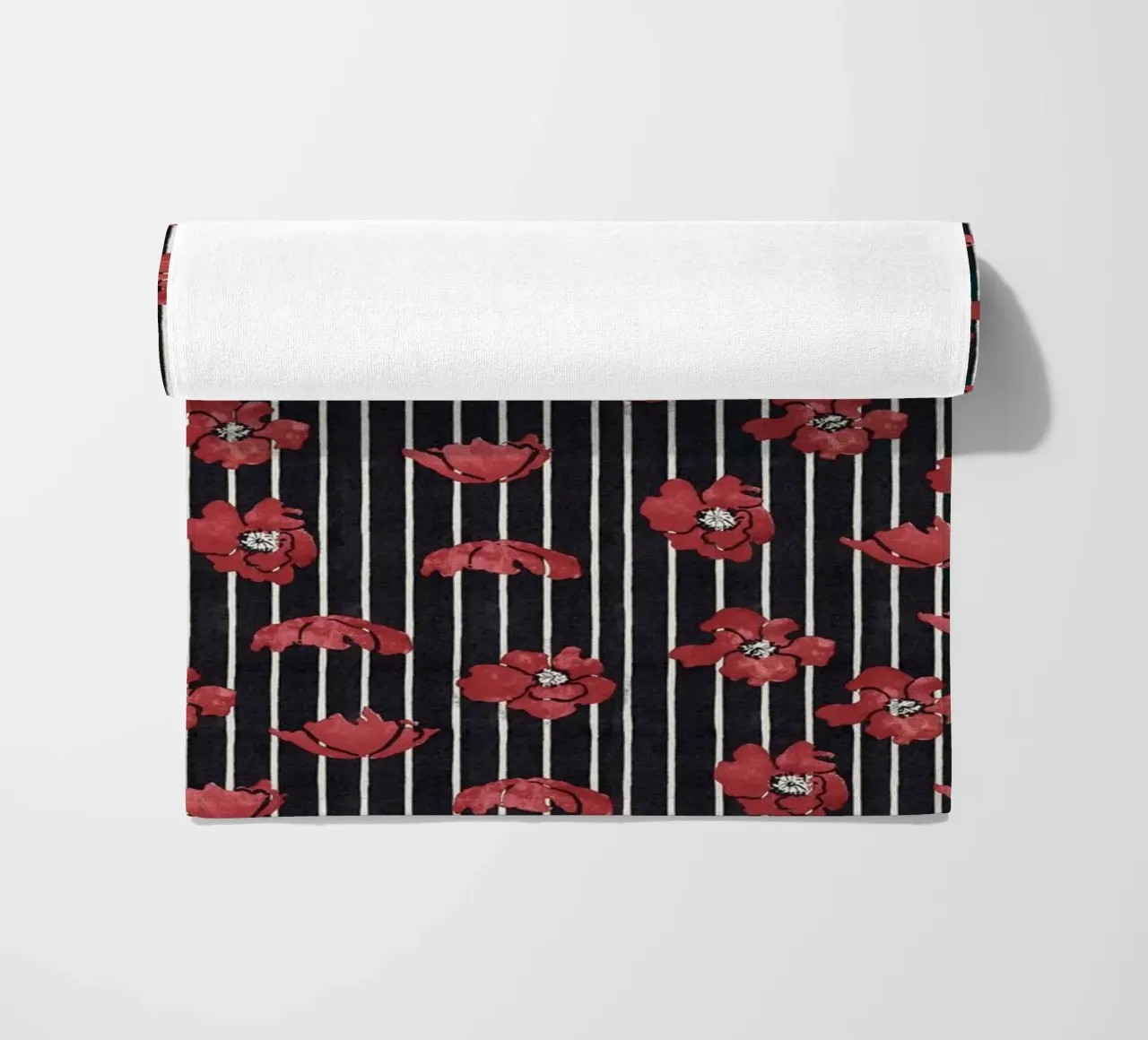 Red Floral Stripe Repeating Pattern Art Print beach towel by NorwesClub