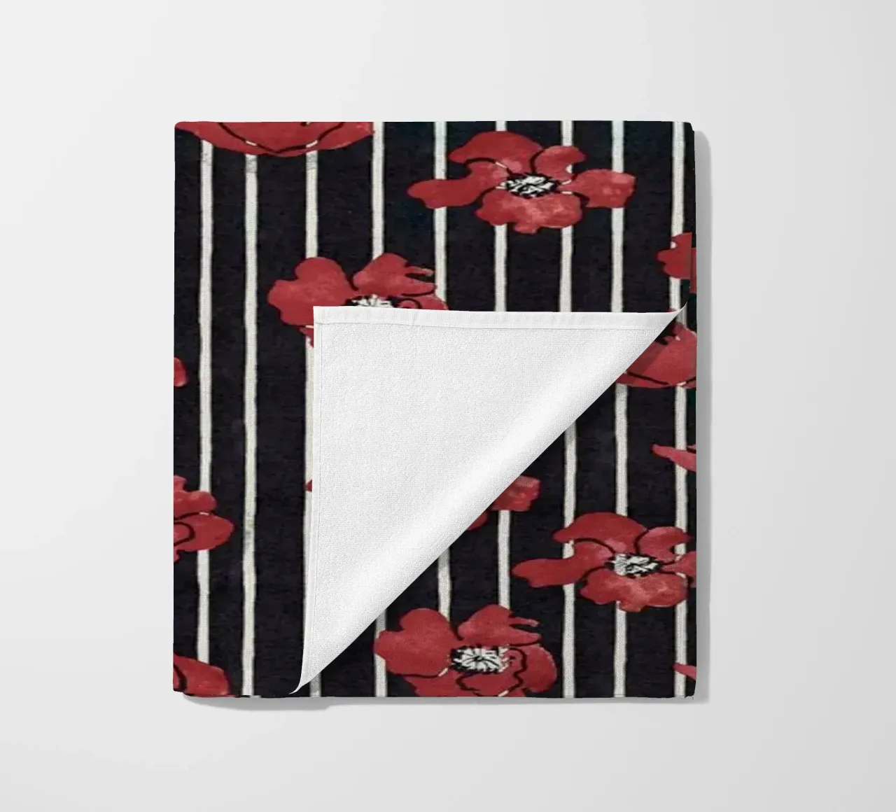 Red Floral Stripe Repeating Pattern Art Print beach towel by NorwesClub