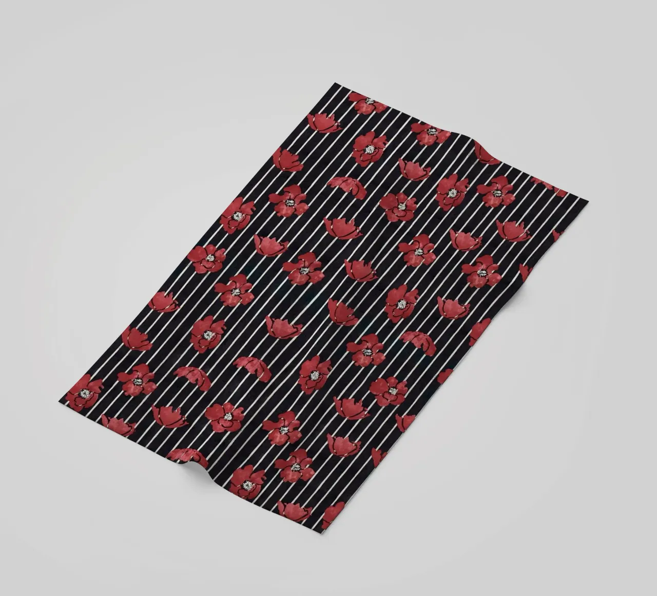 Red Floral Stripe Repeating Pattern Art Print beach towel by NorwesClub