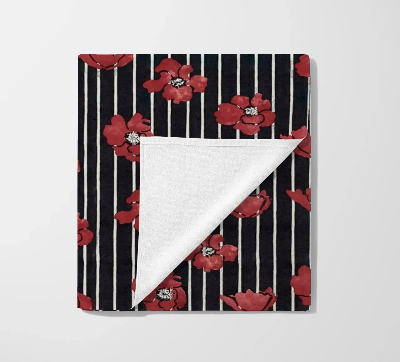 Red Floral Stripe Repeating Pattern Art Print beach towel by NorwesClub