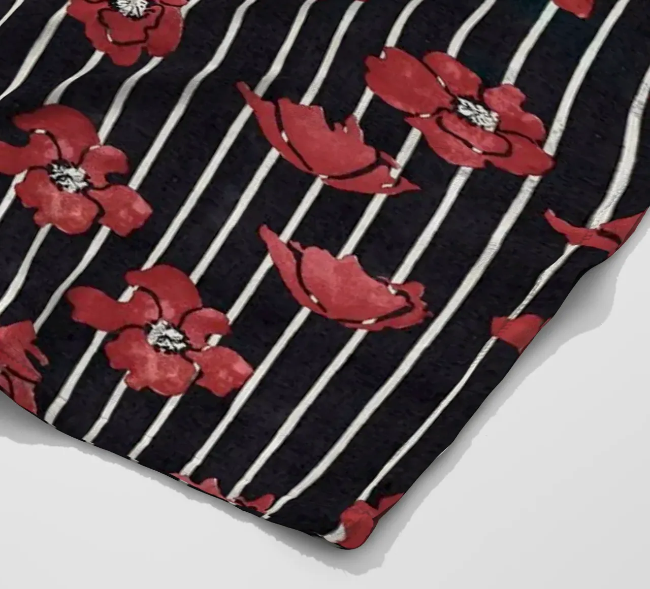 Red Floral Stripe Repeating Pattern Art Print fleece blanket by NorwesClub